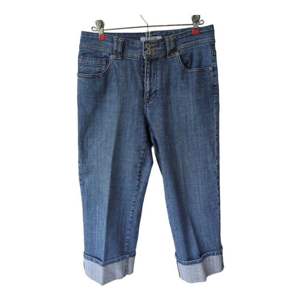 Chico's Platinum Claire Denim Cropped Cuffed Jeans Size 6‎